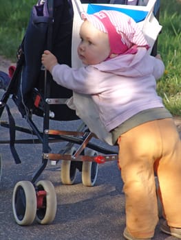 Pushing strollers