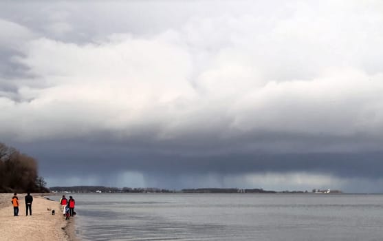 A huge rain front is approaching over the sea