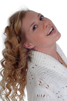 Young blonde woman laughing