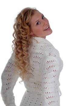 Young blonde woman laughing