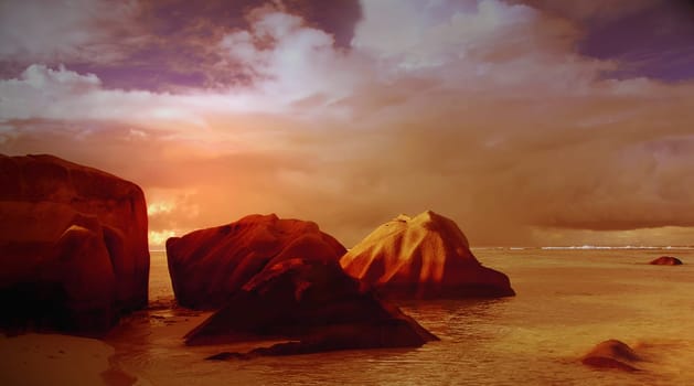 Sunsets at the equator are fascinating in terms of color,even when the sky is cloudy
