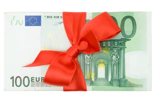 Banknotes with red ribbon