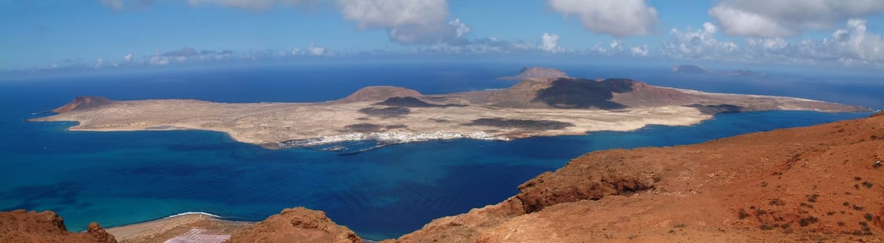 seen from Lanzarote. Panorama of 5 images