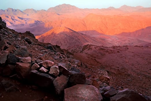 and the mountains turned red