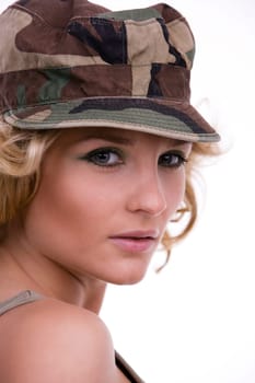 Portrait of woman with military cap 2