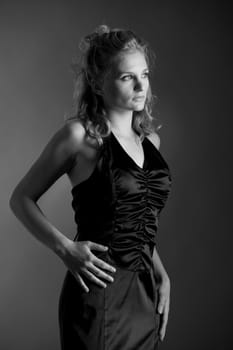 Woman with evening dress in b&w V