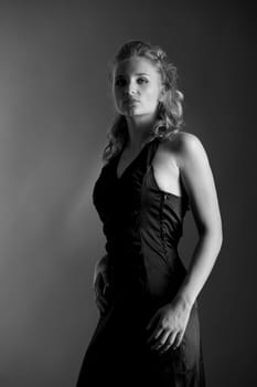 Woman with evening dress in b&w II