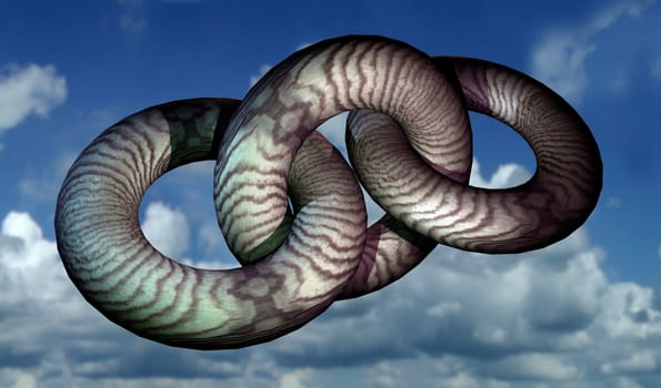 Wooden chain in front of the sky