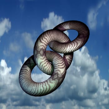 Wooden chain in front of the sky