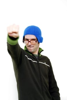 young man with fist