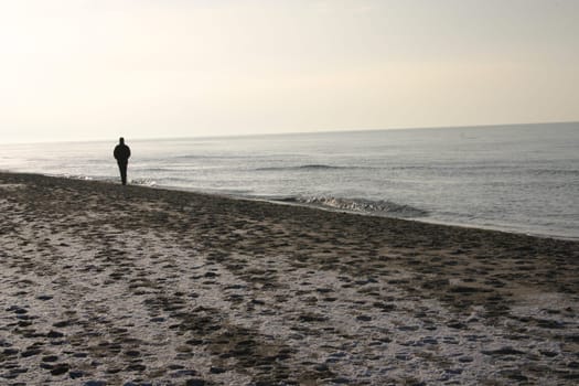 Lonely man by the sea