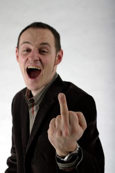 young man with stinky finger