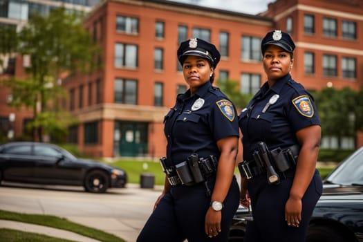 police officers at work in the city, daytime, on duty generative ai art