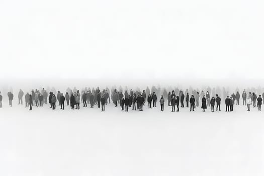 big crowd of people on white background. Neural network generated in May 2023. Not based on any actual person, scene or pattern.