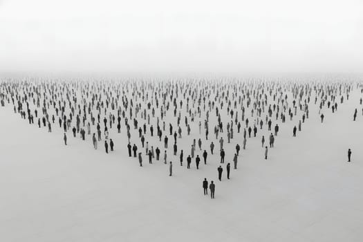 big crowd of people on white background. Neural network generated in May 2023. Not based on any actual person, scene or pattern.