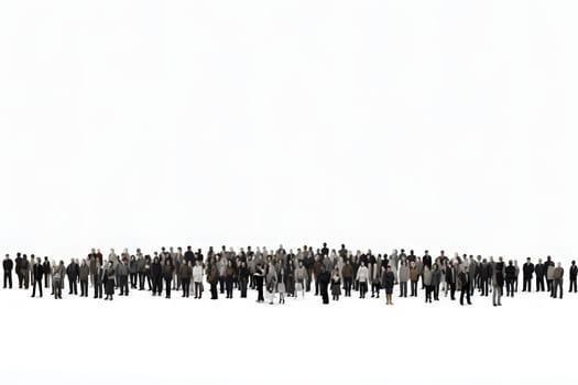 big crowd of people on white background. Neural network generated in May 2023. Not based on any actual person, scene or pattern.