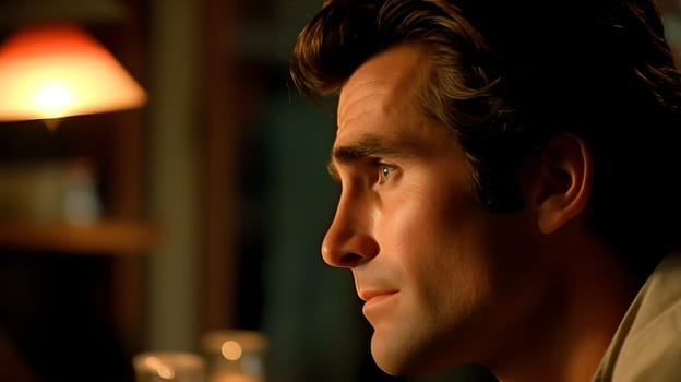 wishful thinking, portrt of young adult caucasian handsome man looking thoughtfully. Not based on any actual person, scene or pattern.