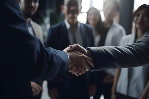 businessman shaking hands with a woman in a business meeting. Not based on any actual person, scene or pattern.