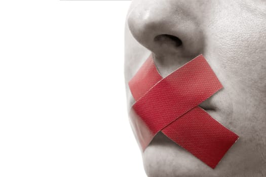 Censored woman,red tape