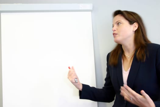 young woman at the whiteboard