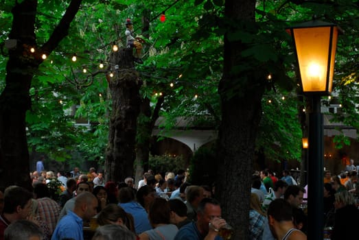 In the beer garden
