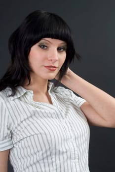 Annie in striped blouse