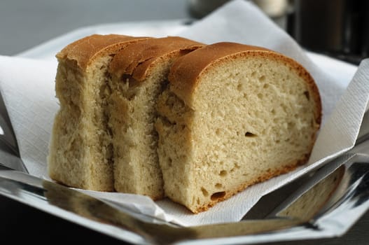 Slices of white bread as a side dish