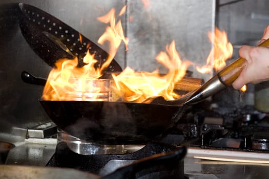 Cooking with a wok