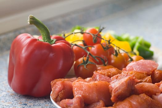Ingredients for making shish kebab skewers