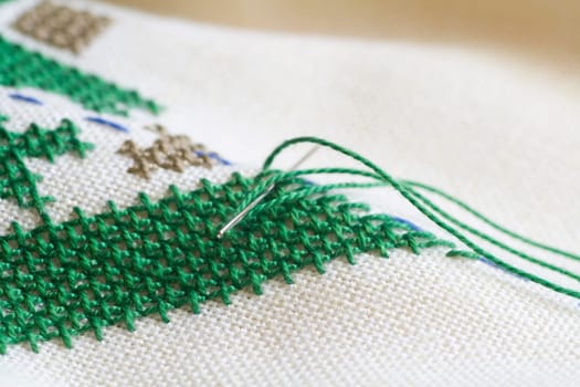 Embroidery work with needle