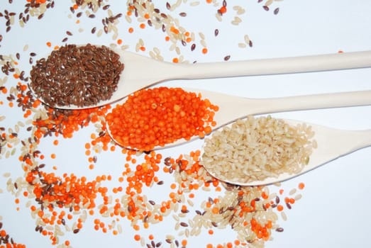 Rice,Lentils,Linen Seeds