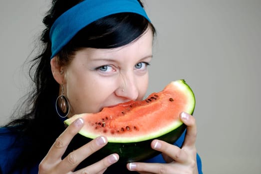 Woman with melon