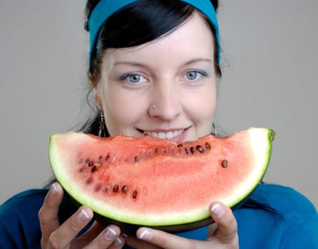 Woman with melon