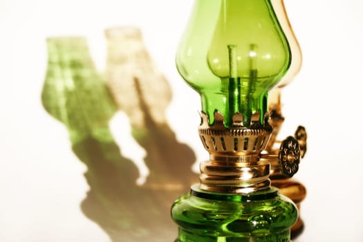 with oil lamps