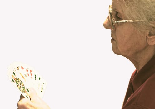 Pensioner playing cards