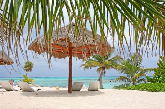 Beach umbrella on the beach
