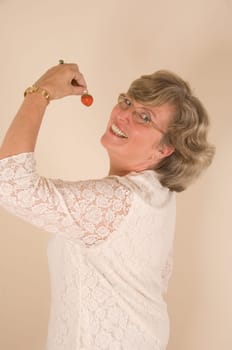 Woman with strawberry