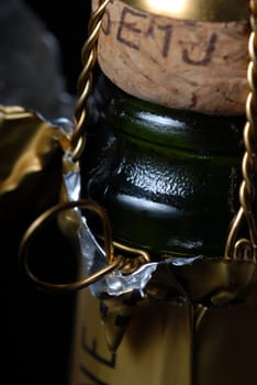Open champagne bottle