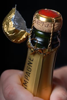 Open champagne bottle