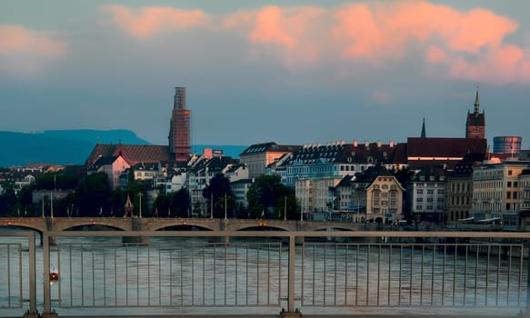 Basel at the blue-red hour