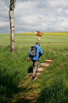 young man with backpack