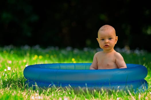 His first experience with the water outside the bathtub