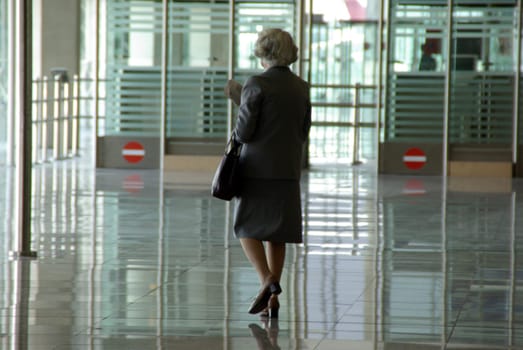 elderly lady on the road