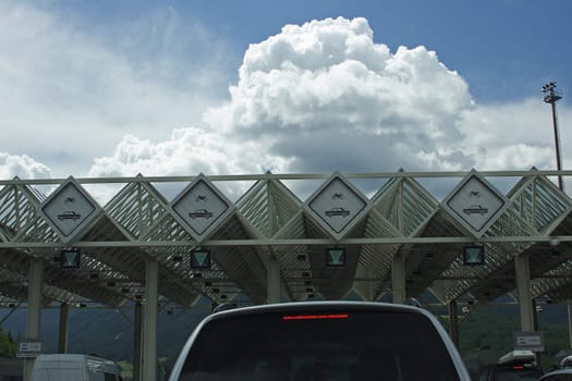 Toll booth for cars