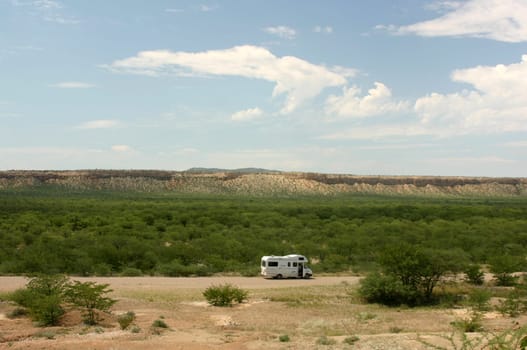 on the road in Namibia