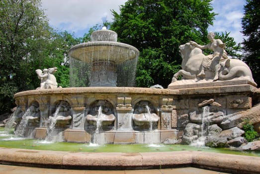 ... the two monumental statues symbolize the good and evil power of water...