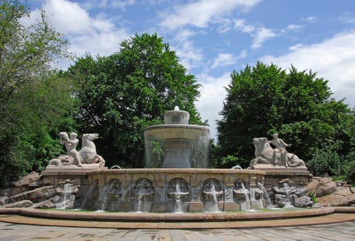 ... the two monumental statues symbolize the good and evil power of water...