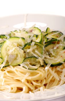 Spaghetti with zucchini vegetables