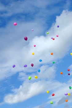 Flying colorful balloons