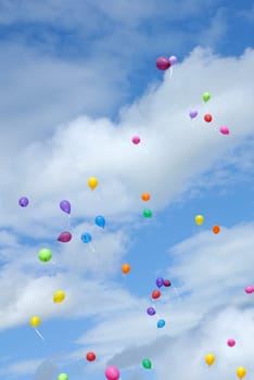 Flying colorful balloons